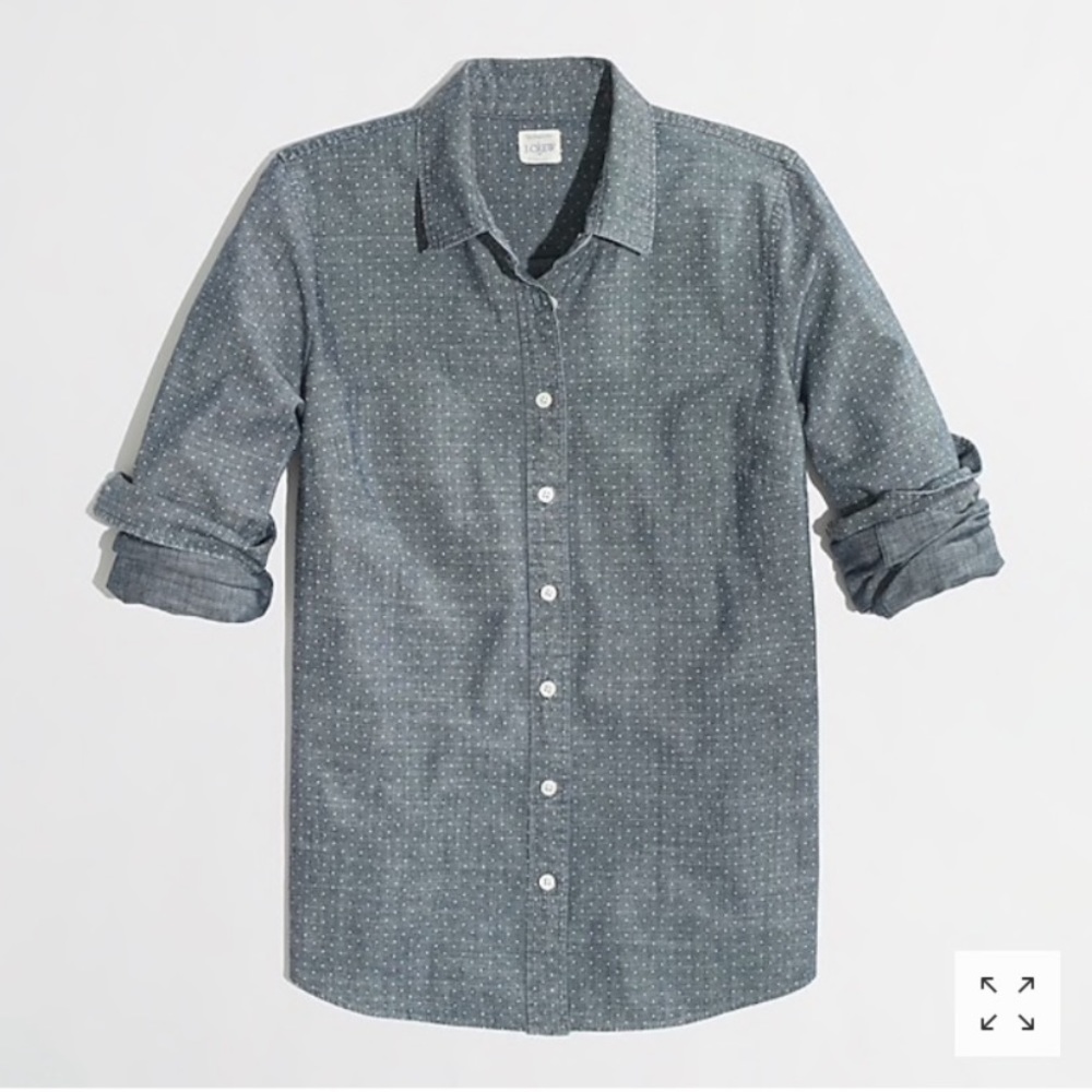 3/$25 | J. Crew Factory | Chambray Polka Dot Shirt